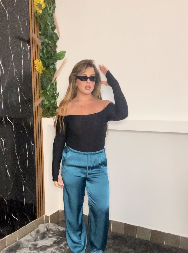 Pantalone satin sky blue