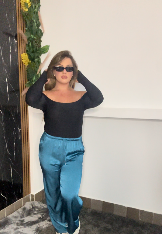 Pantalone satin sky blue