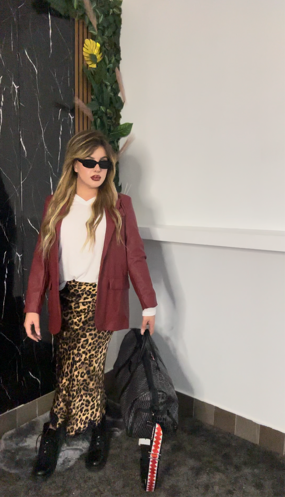 Blazer in pelle bordeaux